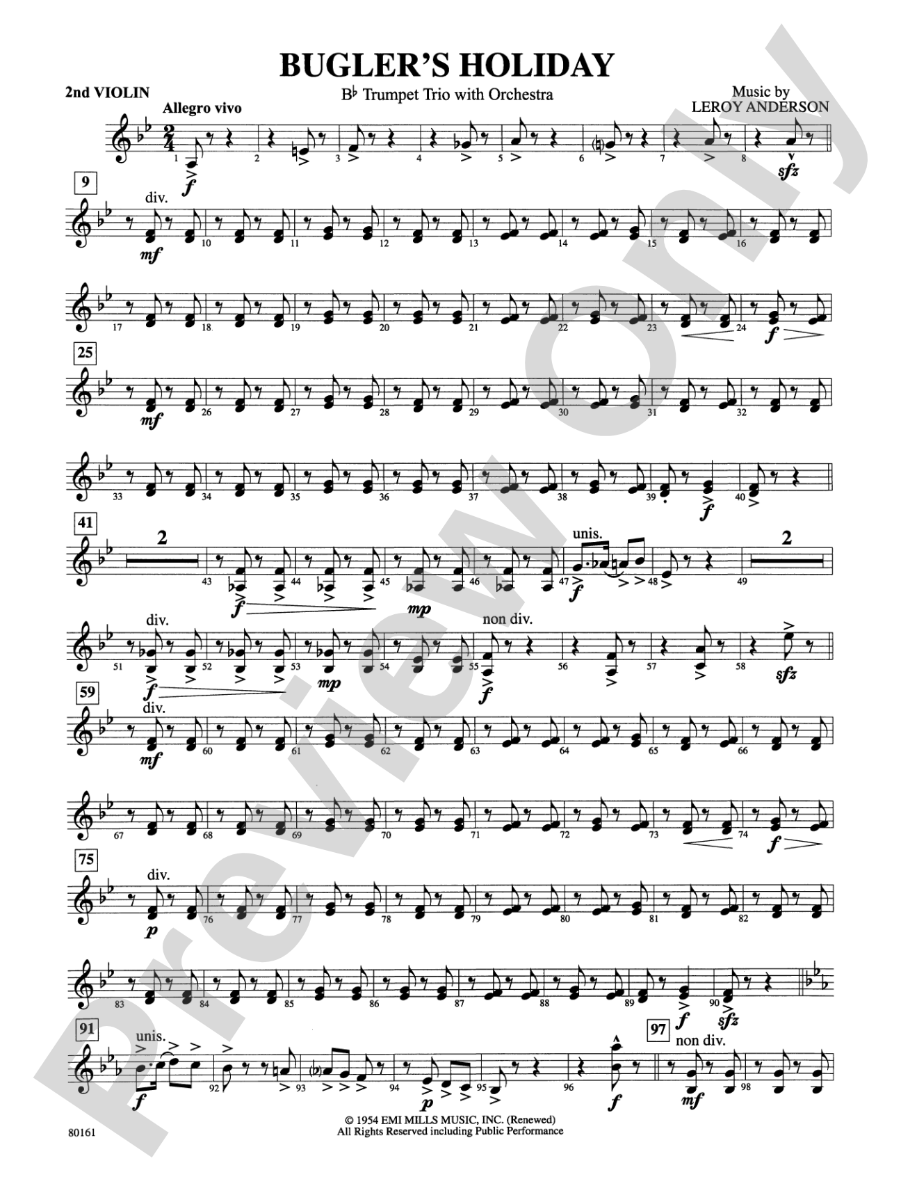 Bugler's Holiday: 2nd Violin