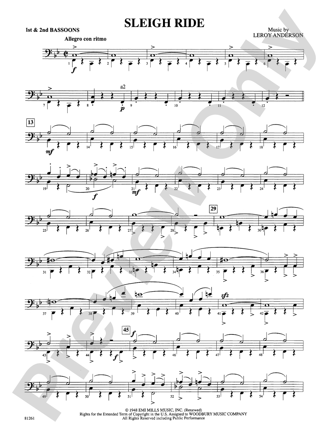 Sleigh Ride: 1st & 2nd Bassoon