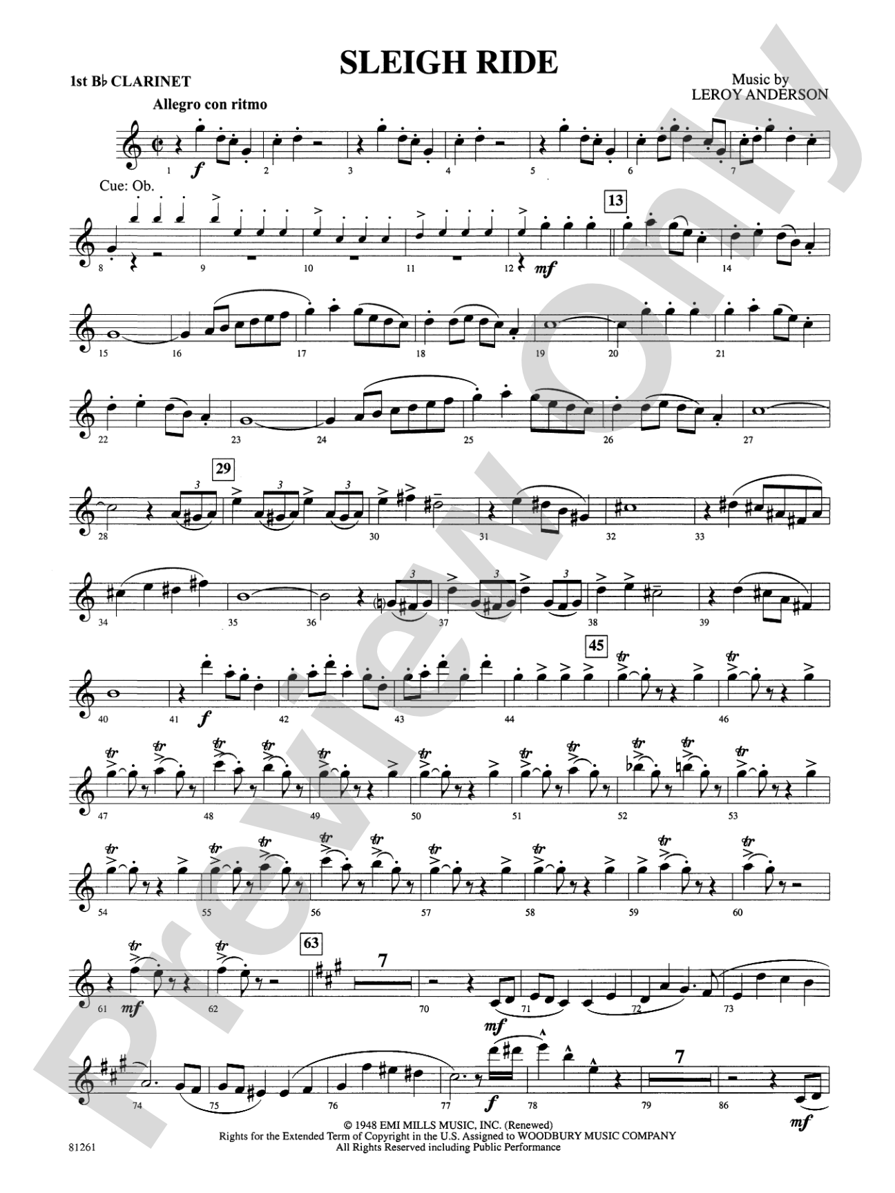 Sleigh Ride: 1st B-flat Clarinet