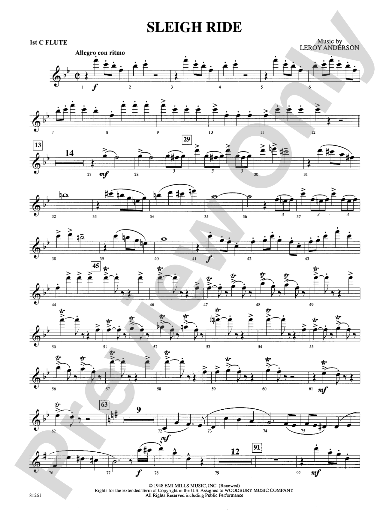 Sleigh Ride: Flute