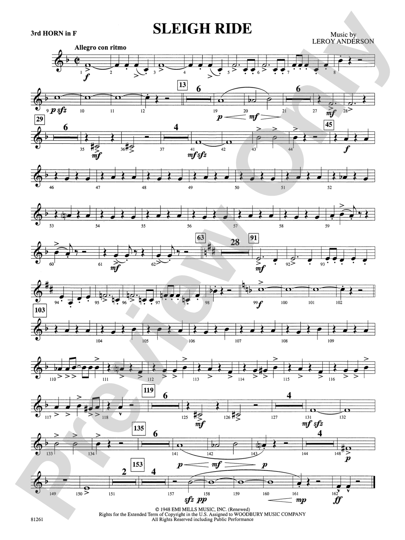 Sleigh Ride: 3rd F Horn