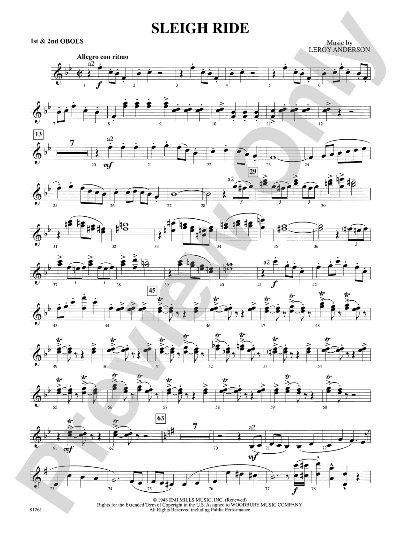 Sleigh Ride: 1st & 2nd Oboe