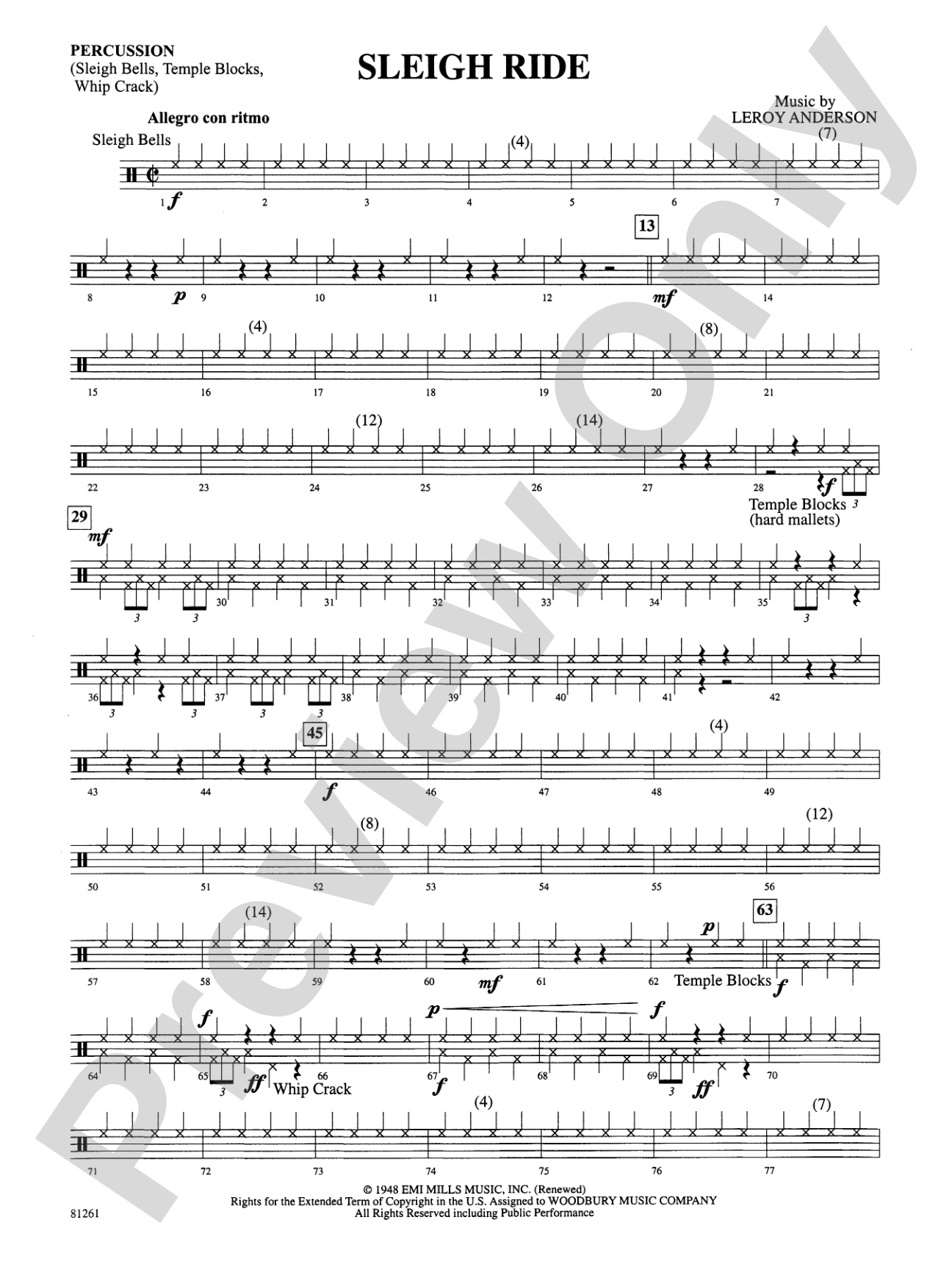 Sleigh Ride: 1st Percussion