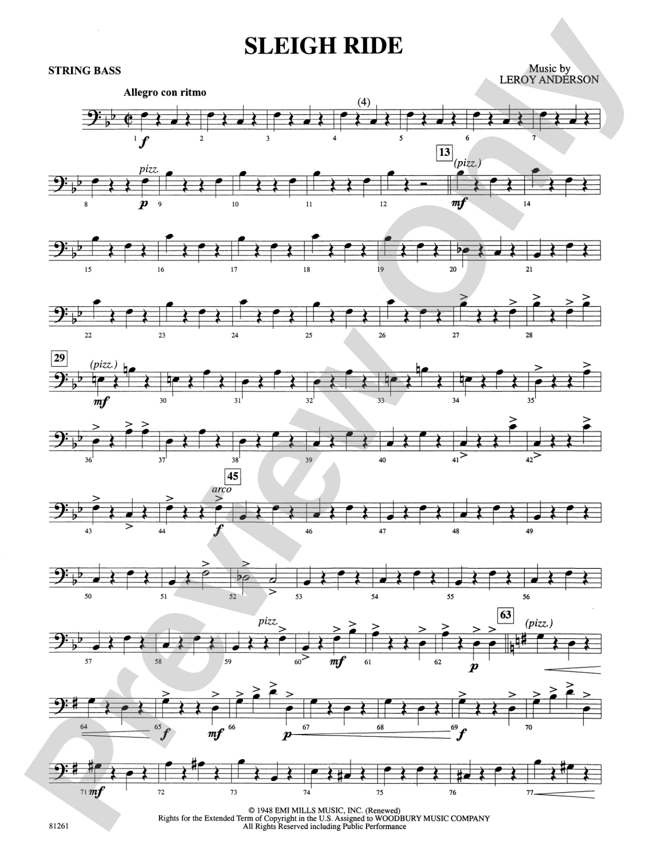 Sleigh Ride: String Bass