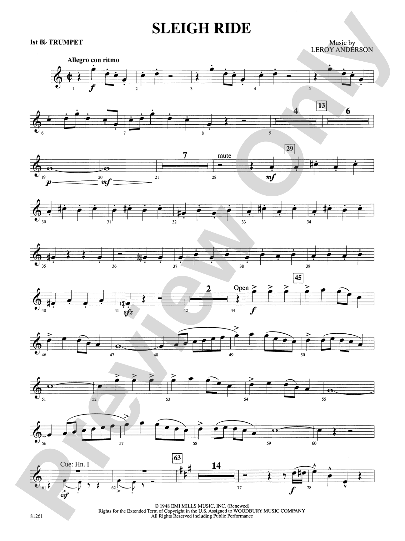 Sleigh Ride: 1st B-flat Trumpet