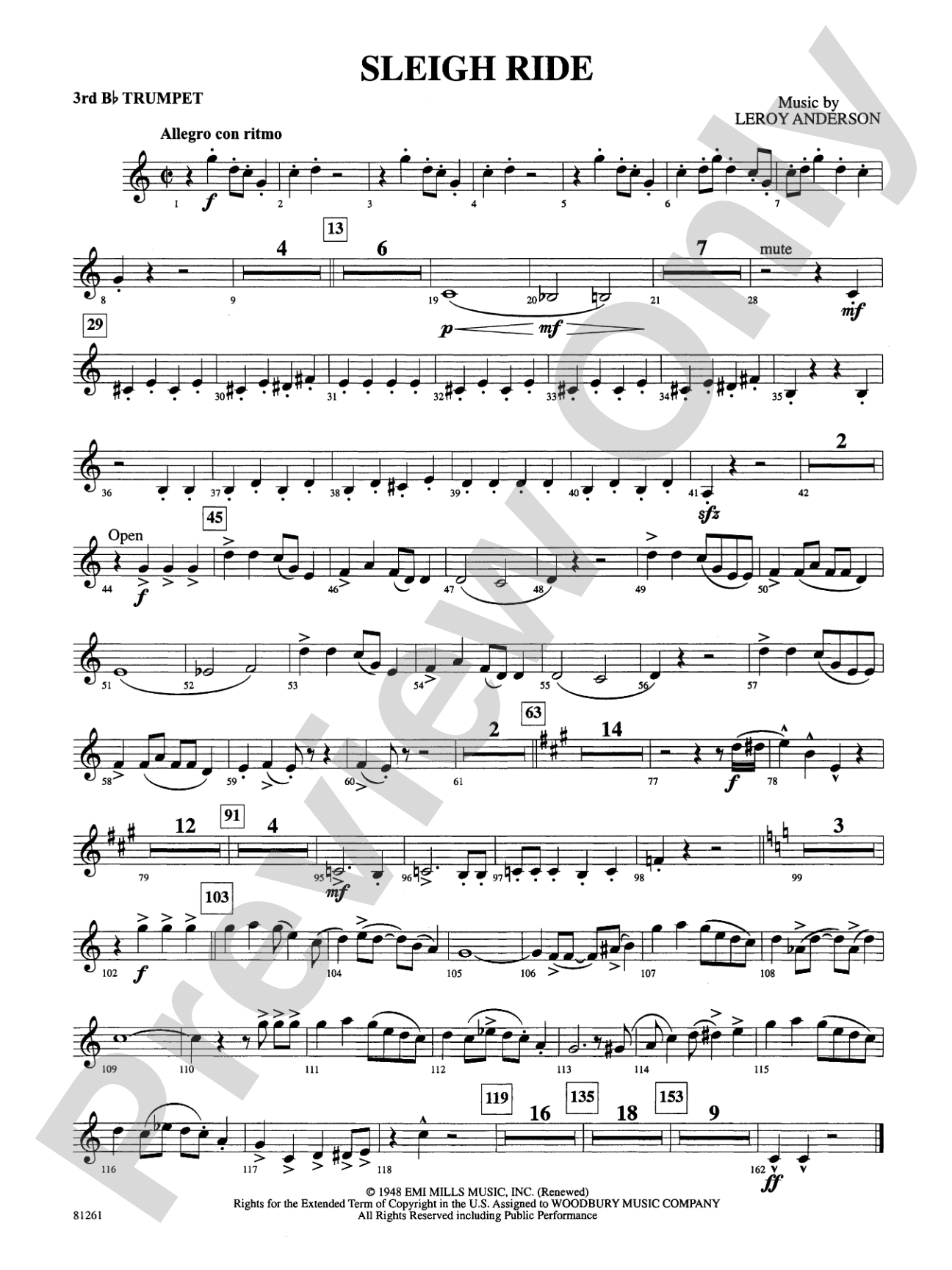 Sleigh Ride: 3rd B-flat Trumpet
