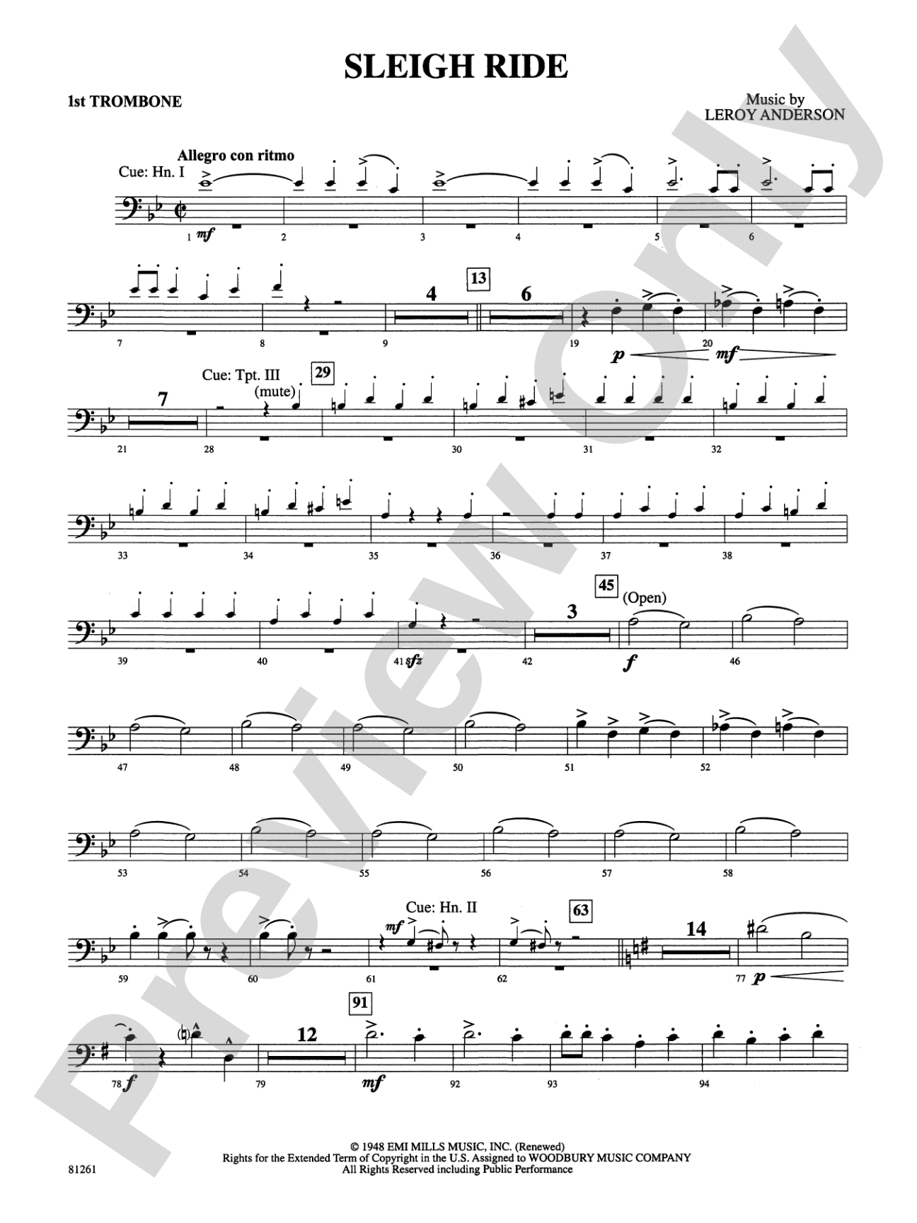 Sleigh Ride: 1st Trombone