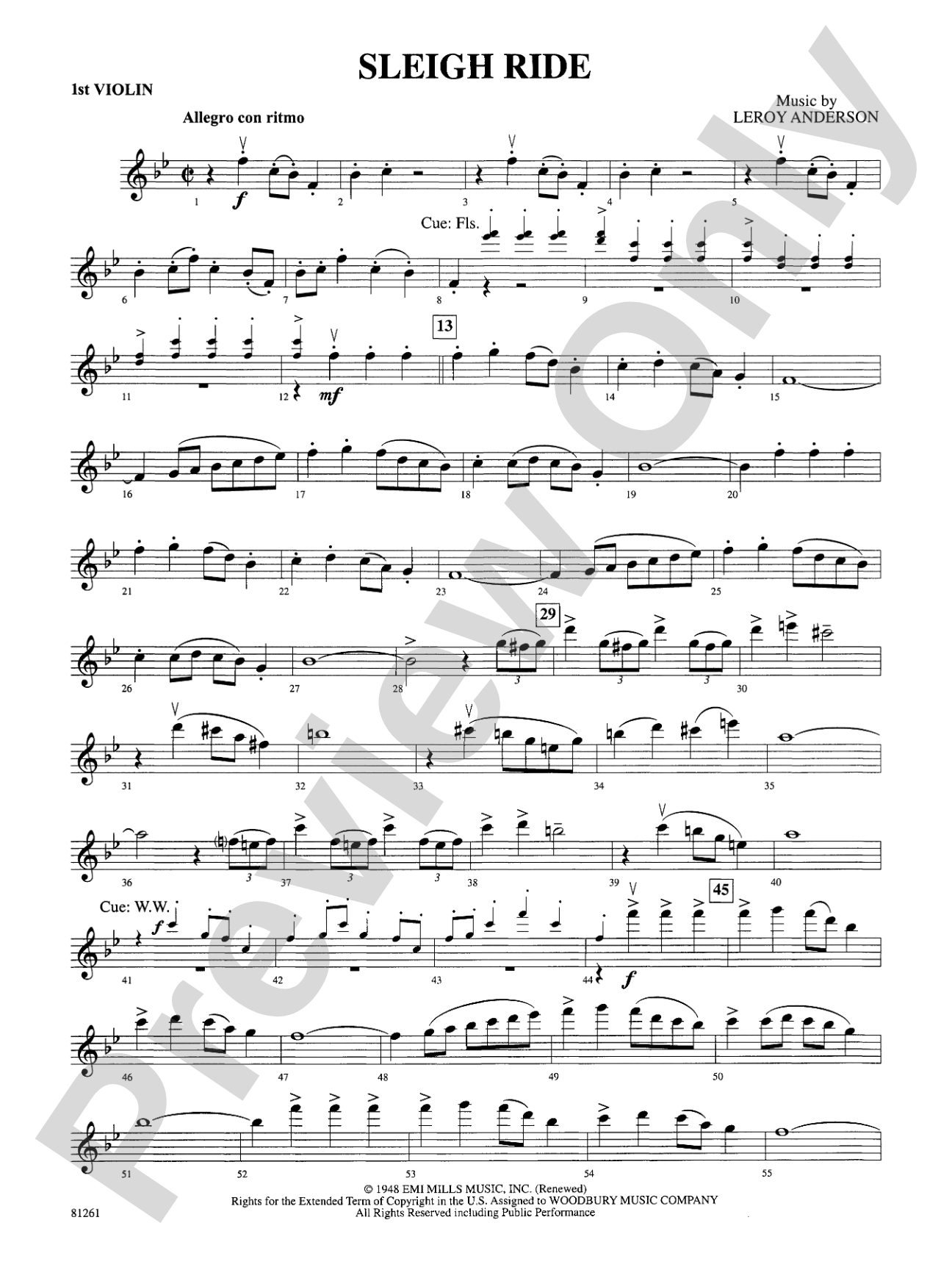 Sleigh Ride: 1st Violin