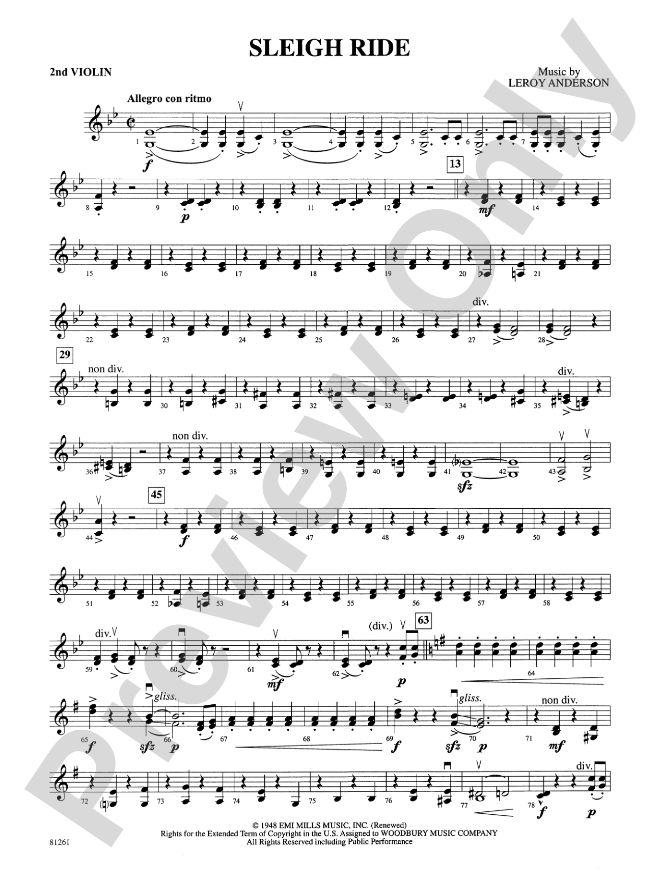 Sleigh Ride: 2nd Violin