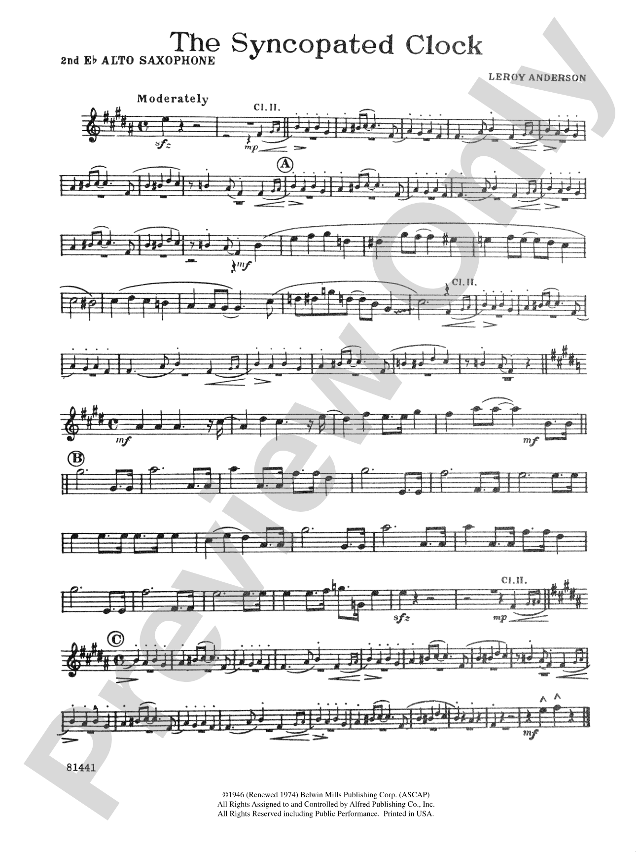 The Syncopated Clock: 2nd E-flat Alto Saxophone