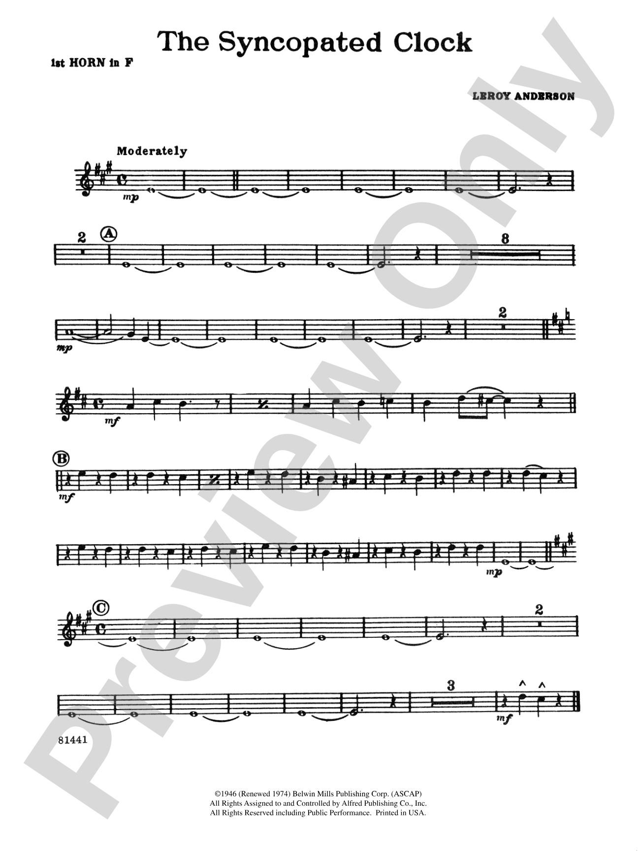 The Syncopated Clock: 1st F Horn