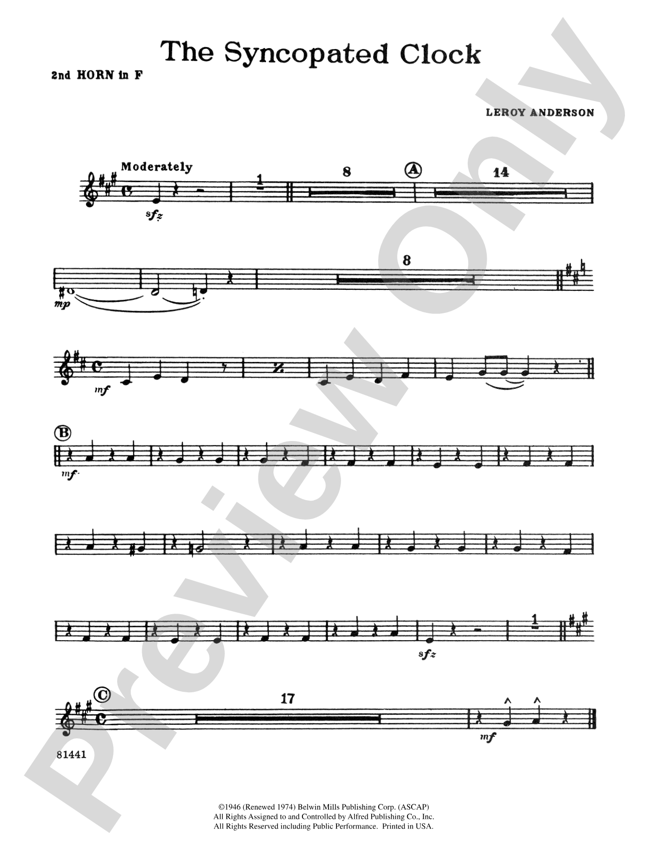 The Syncopated Clock: 2nd F Horn