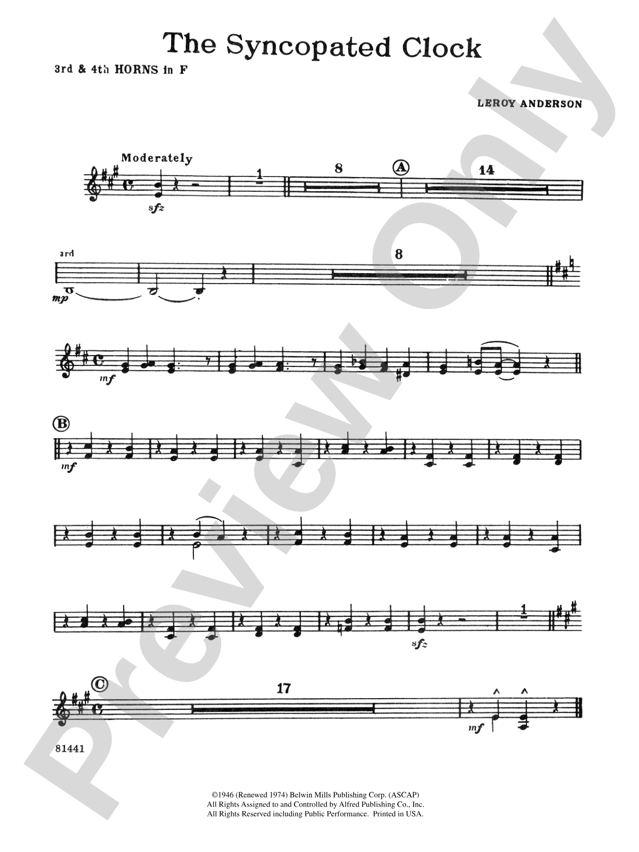 The Syncopated Clock: 3rd F Horn