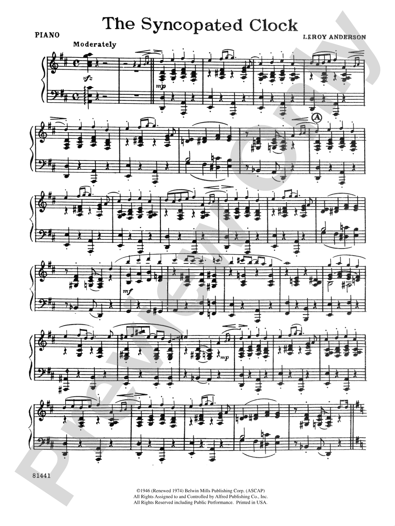 The Syncopated Clock: Piano Accompaniment