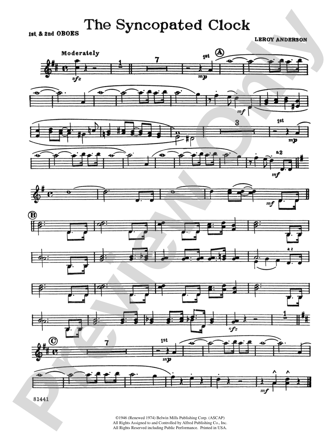 The Syncopated Clock: Oboe