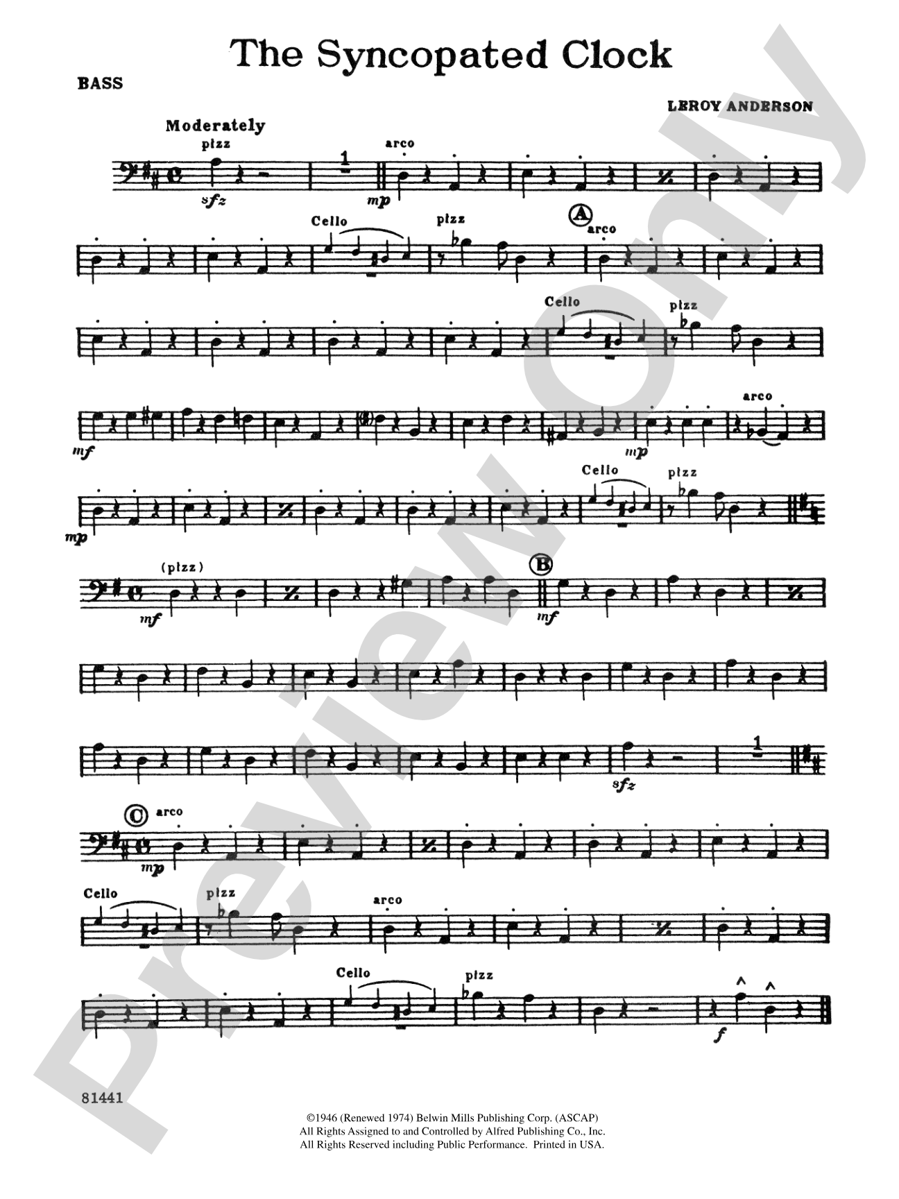 The Syncopated Clock: String Bass