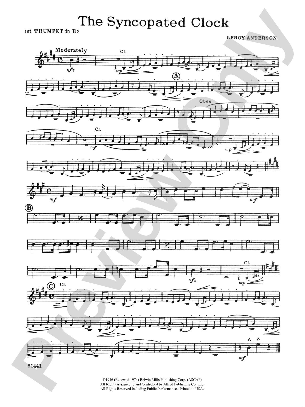 The Syncopated Clock: 1st B-flat Trumpet