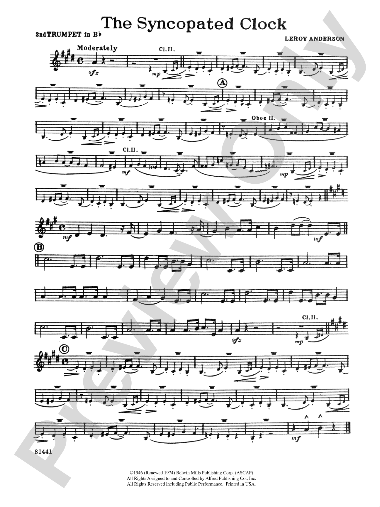 The Syncopated Clock: 2nd B-flat Trumpet