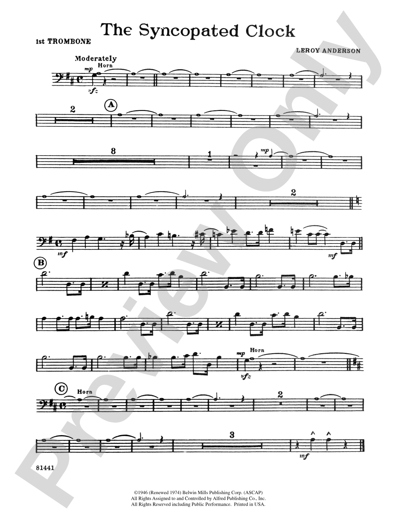 The Syncopated Clock: 1st Trombone