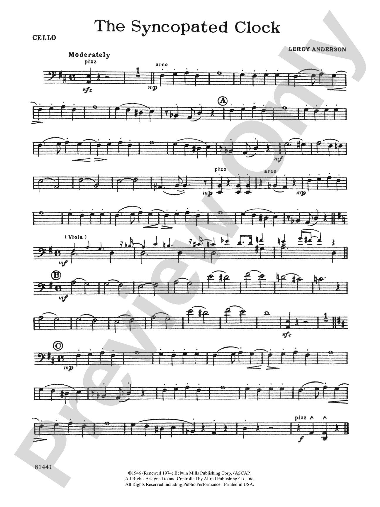 The Syncopated Clock: Cello