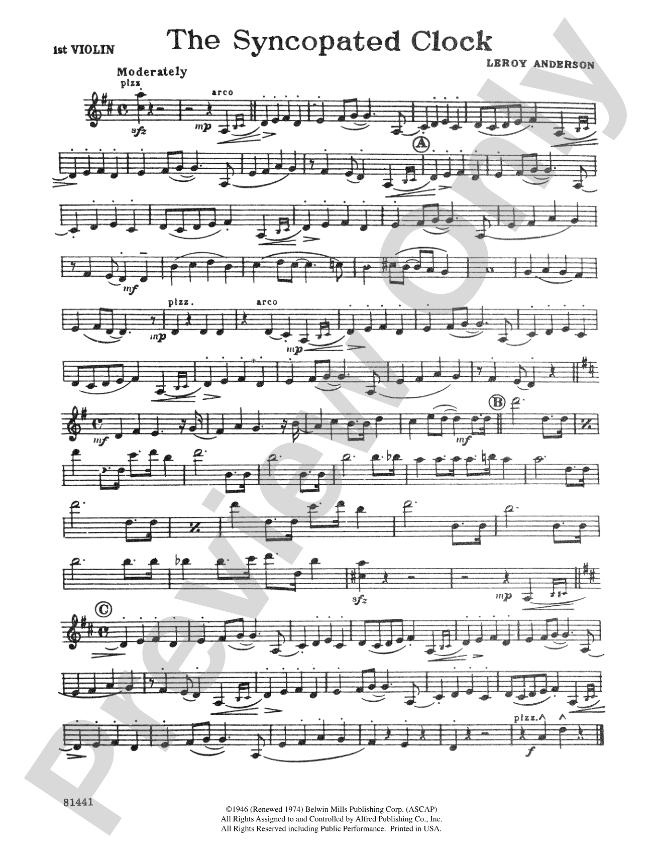 The Syncopated Clock: 1st Violin