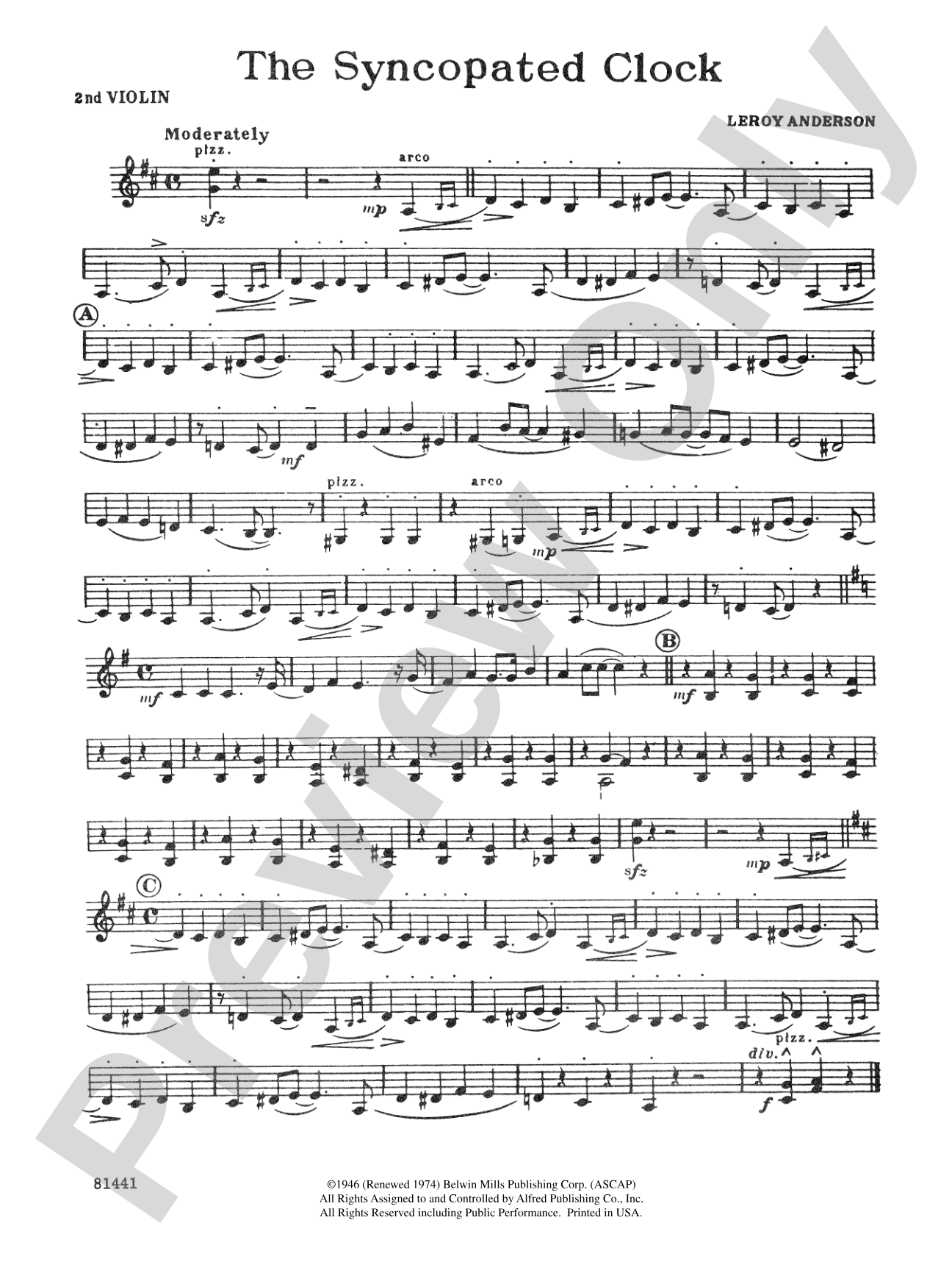 The Syncopated Clock: 2nd Violin