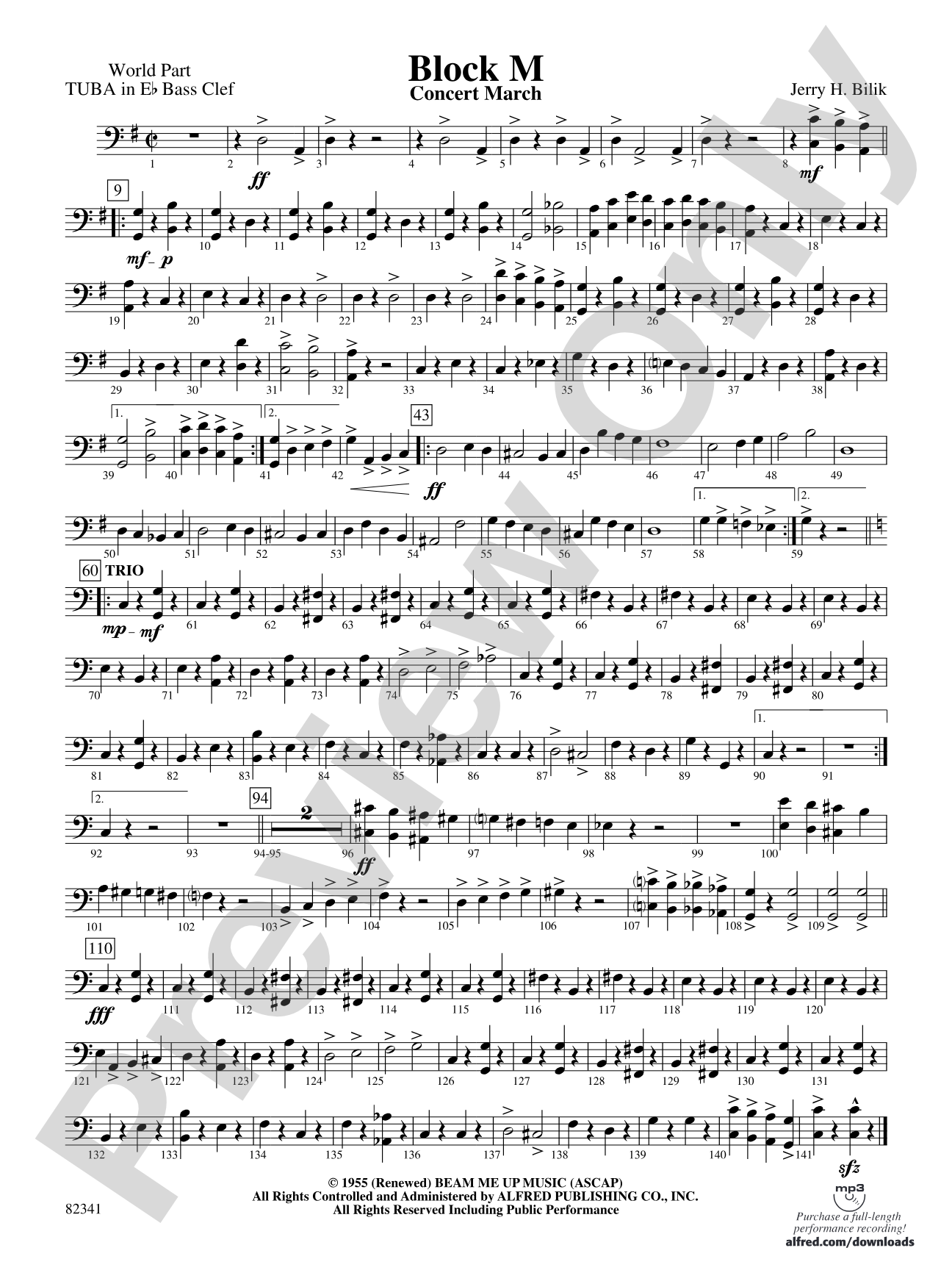 Block M: (wp) E-flat Tuba B.C.