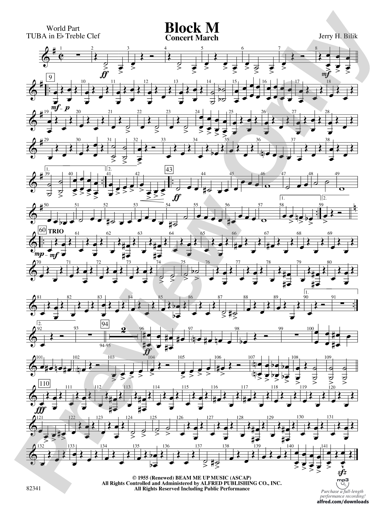 Block M: (wp) E-flat Tuba T.C.