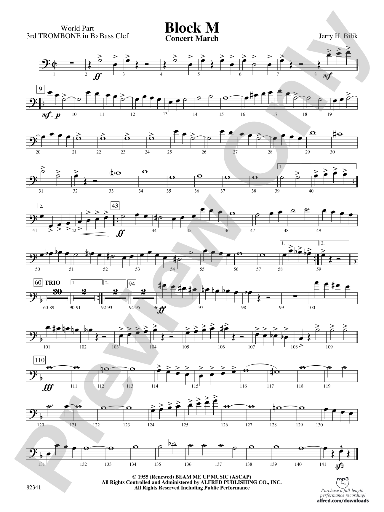 Block M: (wp) 3rd B-flat Trombone B.C.