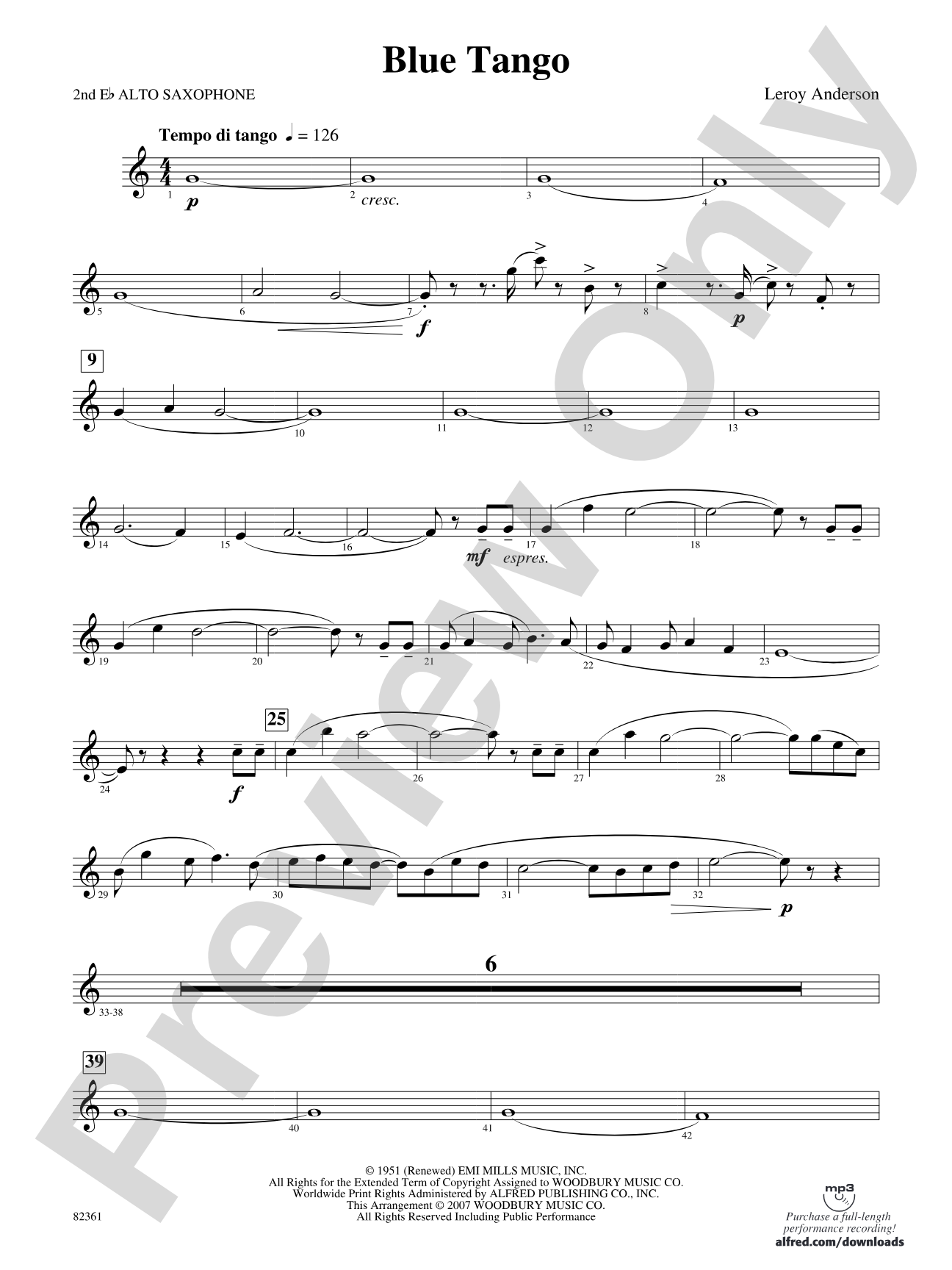 Blue Tango: 2nd E-flat Alto Saxophone