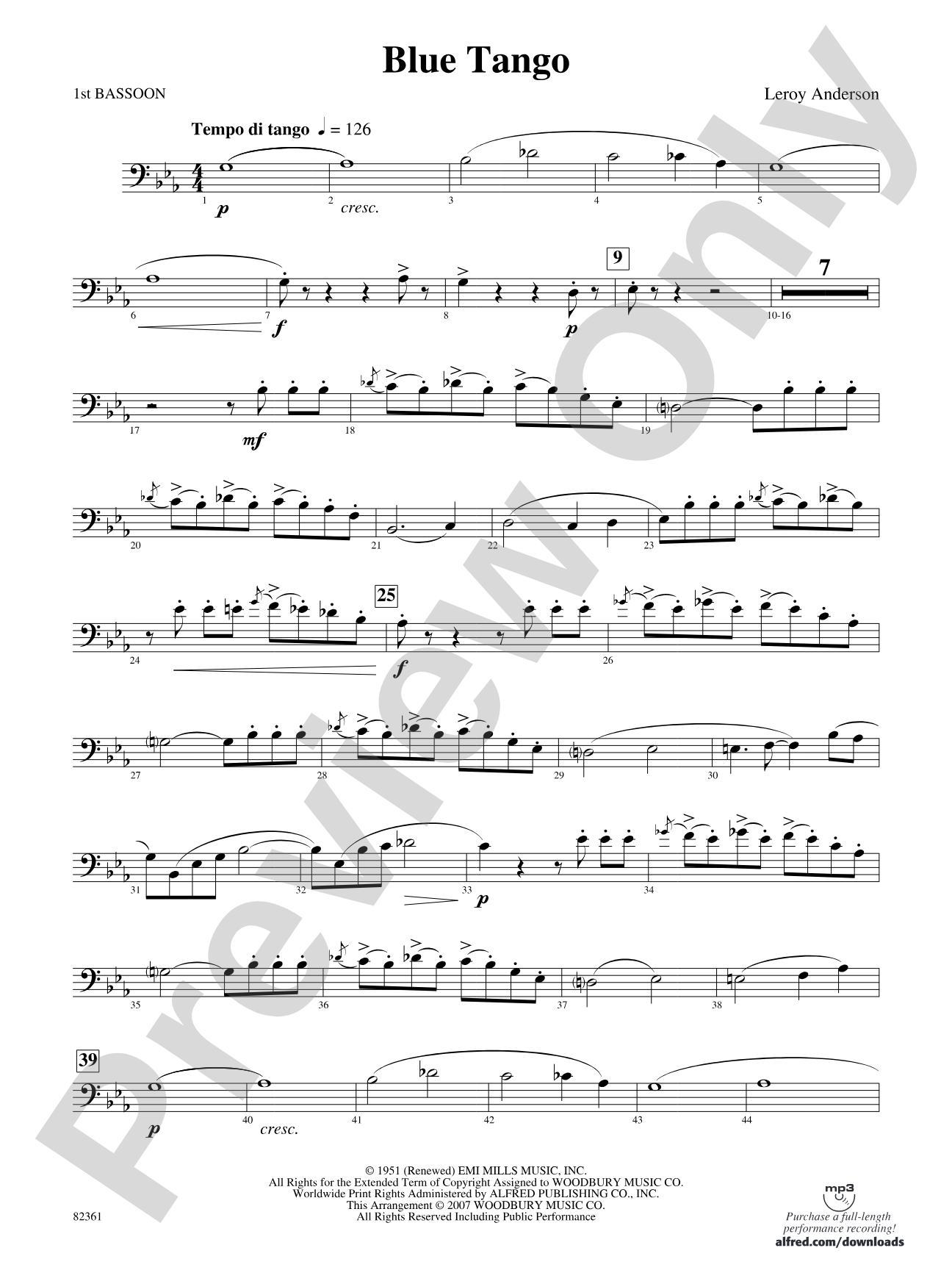 Blue Tango: Bassoon