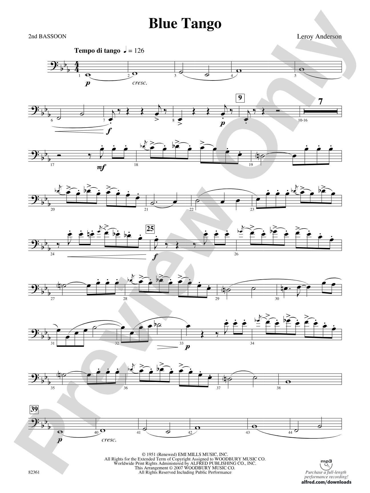 Blue Tango: 2nd Bassoon