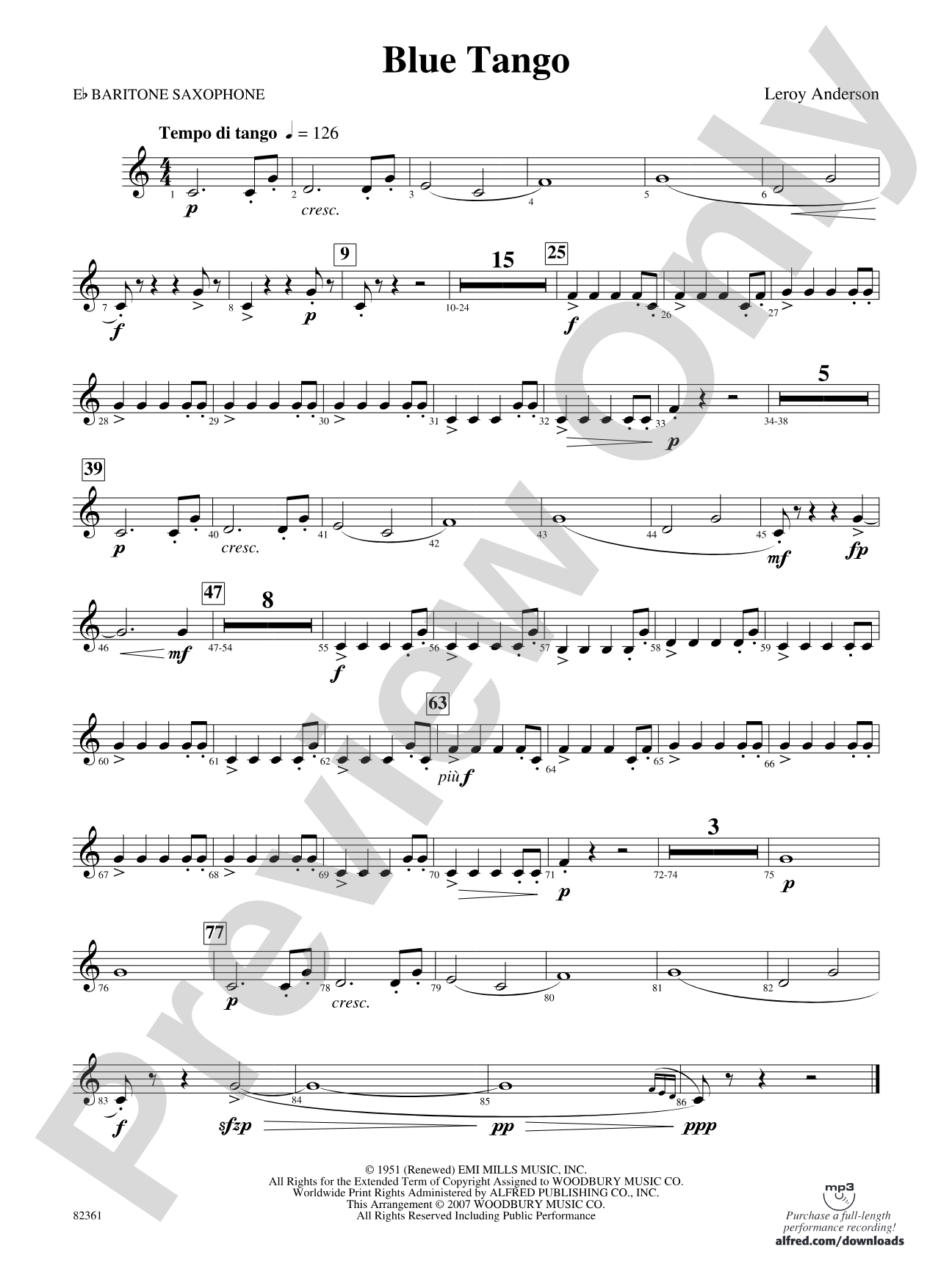 Blue Tango: E-flat Baritone Saxophone