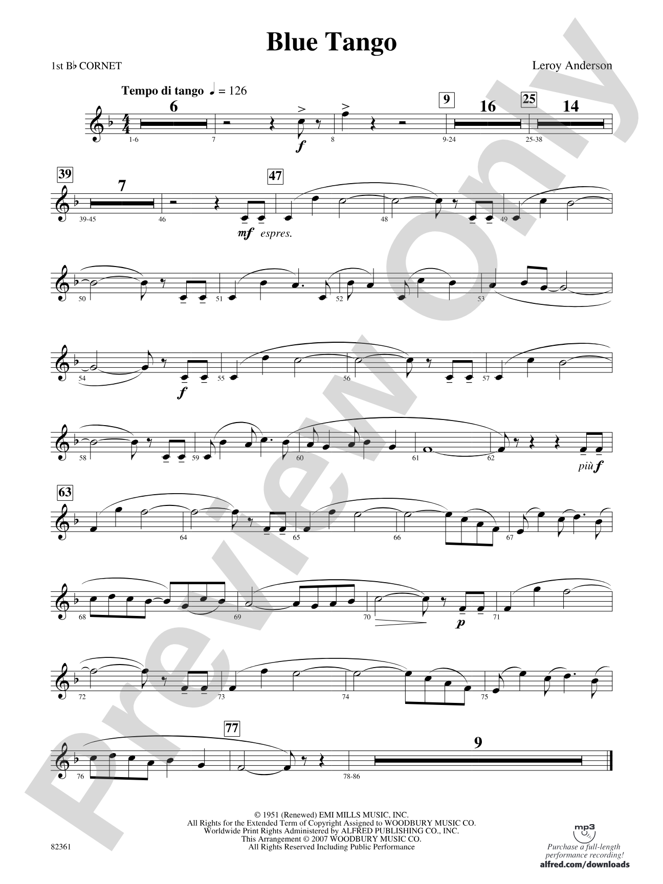 Blue Tango: 1st B-flat Cornet