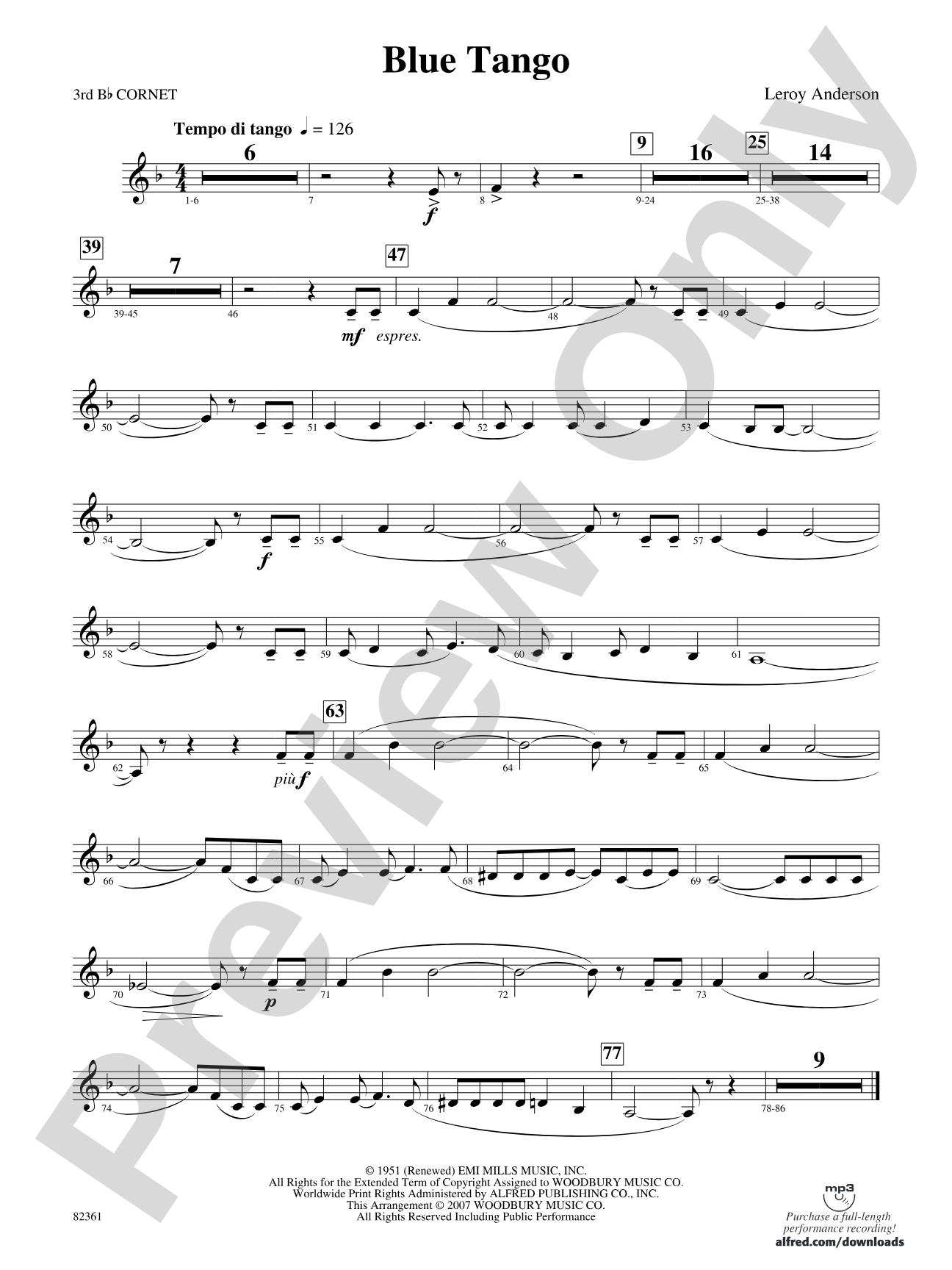 Blue Tango: 3rd B-flat Cornet