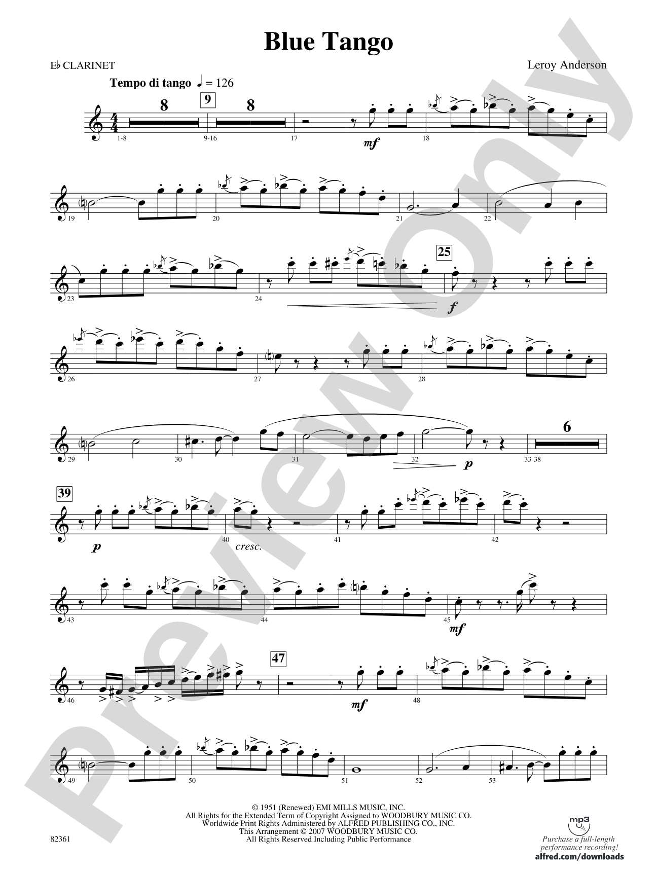 Blue Tango: E-flat Soprano Clarinet