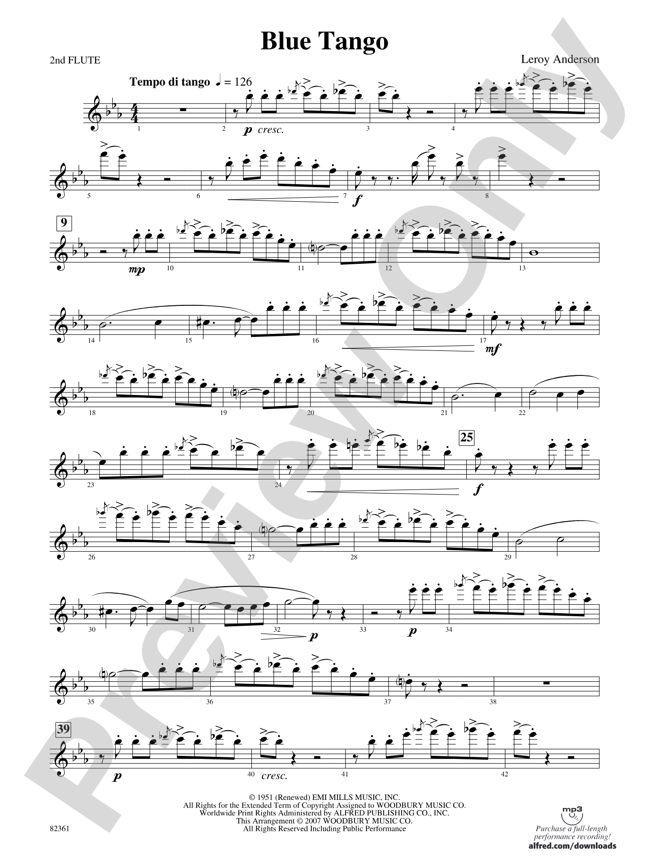 Blue Tango: 2nd Flute