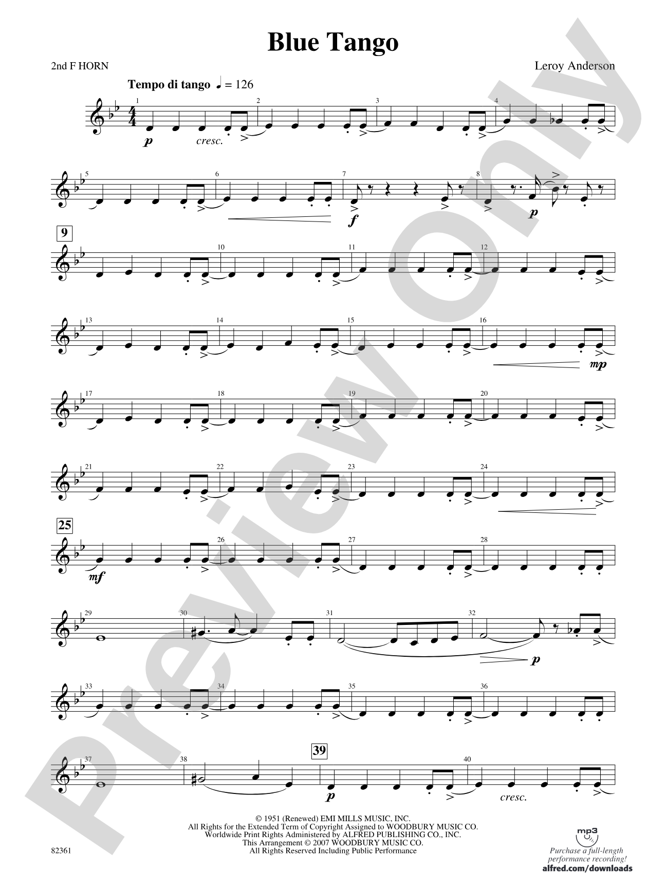 Blue Tango: 2nd F Horn