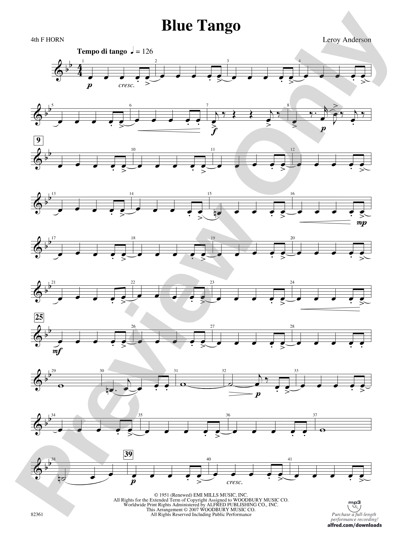 Blue Tango: 4th F Horn