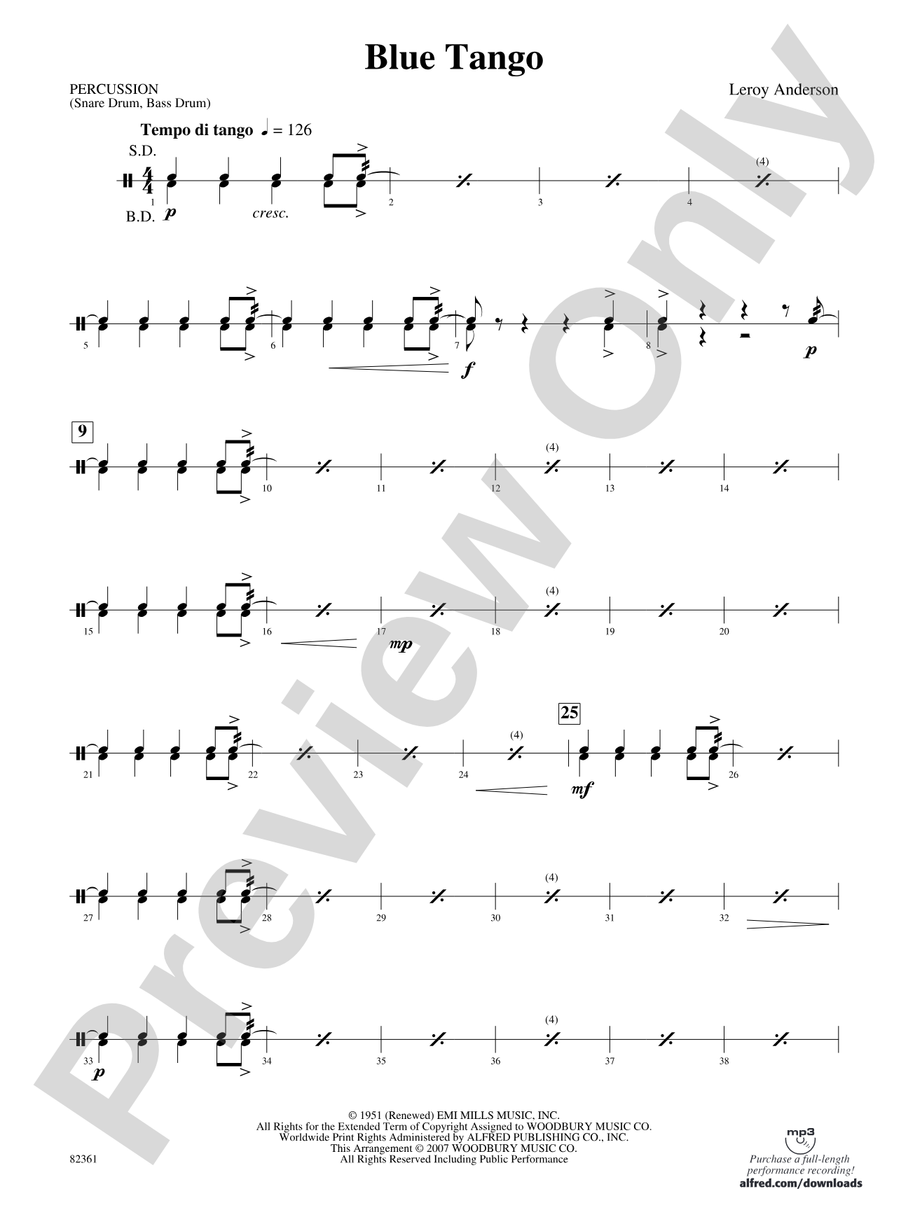 Blue Tango: 1st Percussion