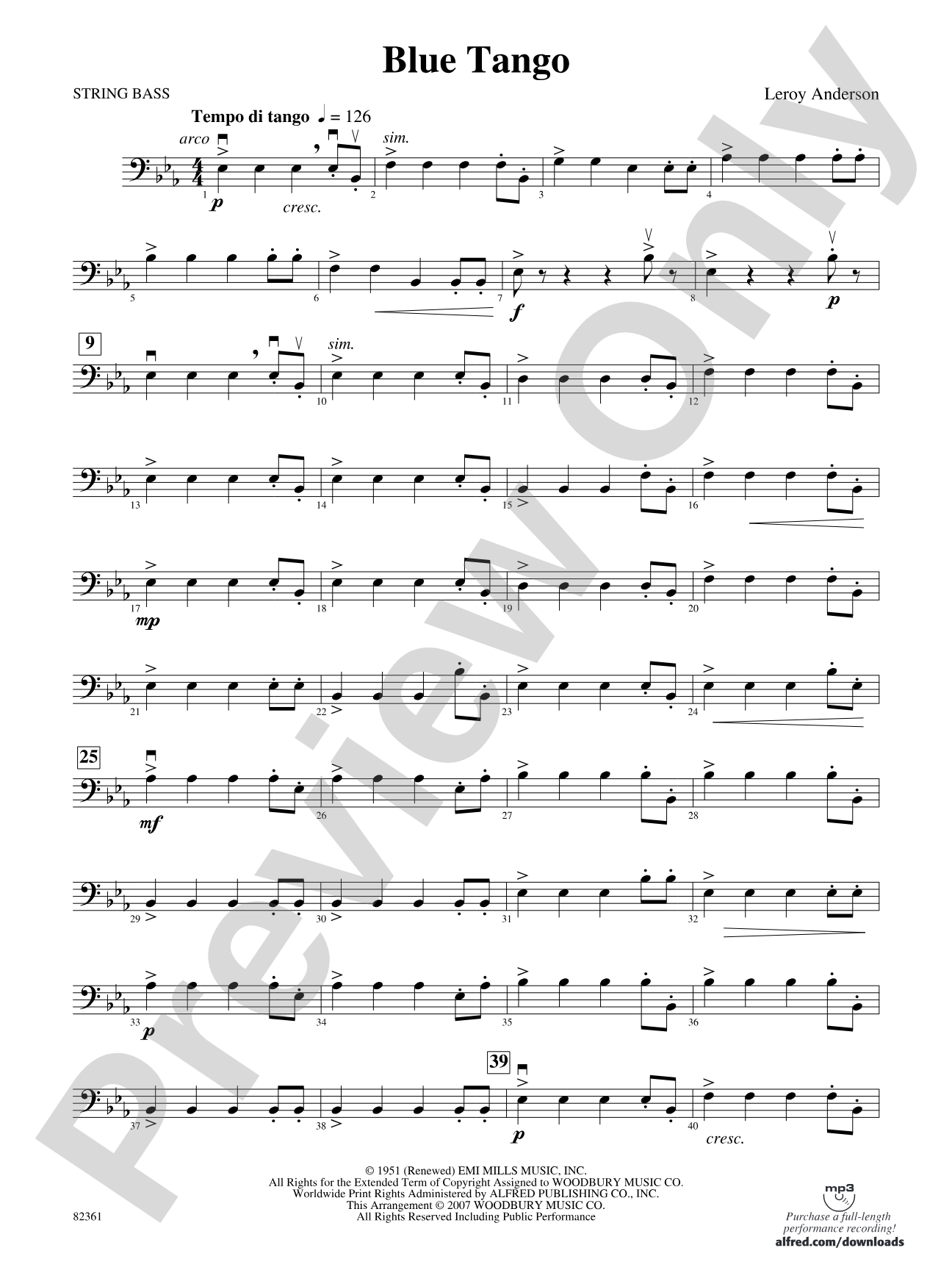 Blue Tango: String Bass