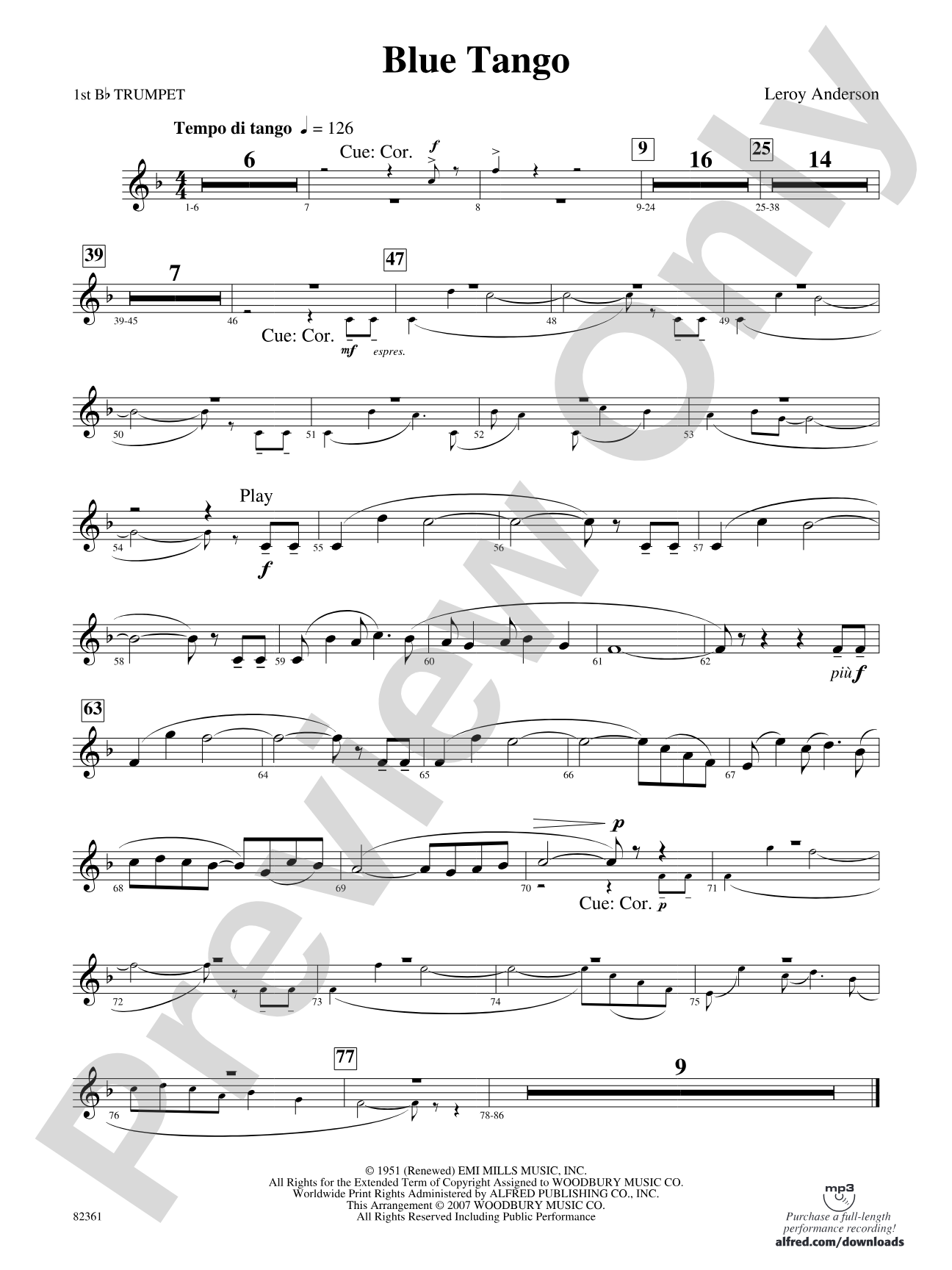 Blue Tango: 1st B-flat Trumpet