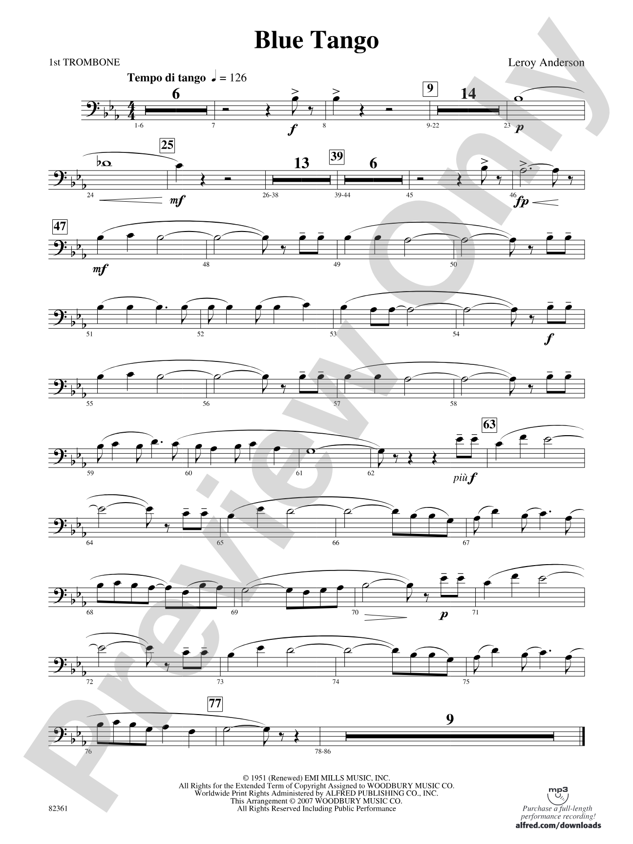 Blue Tango: 1st Trombone