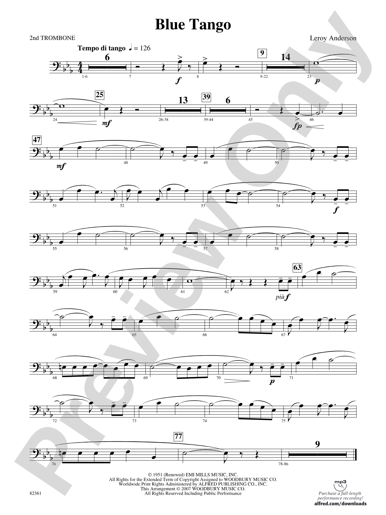 Blue Tango: 2nd Trombone