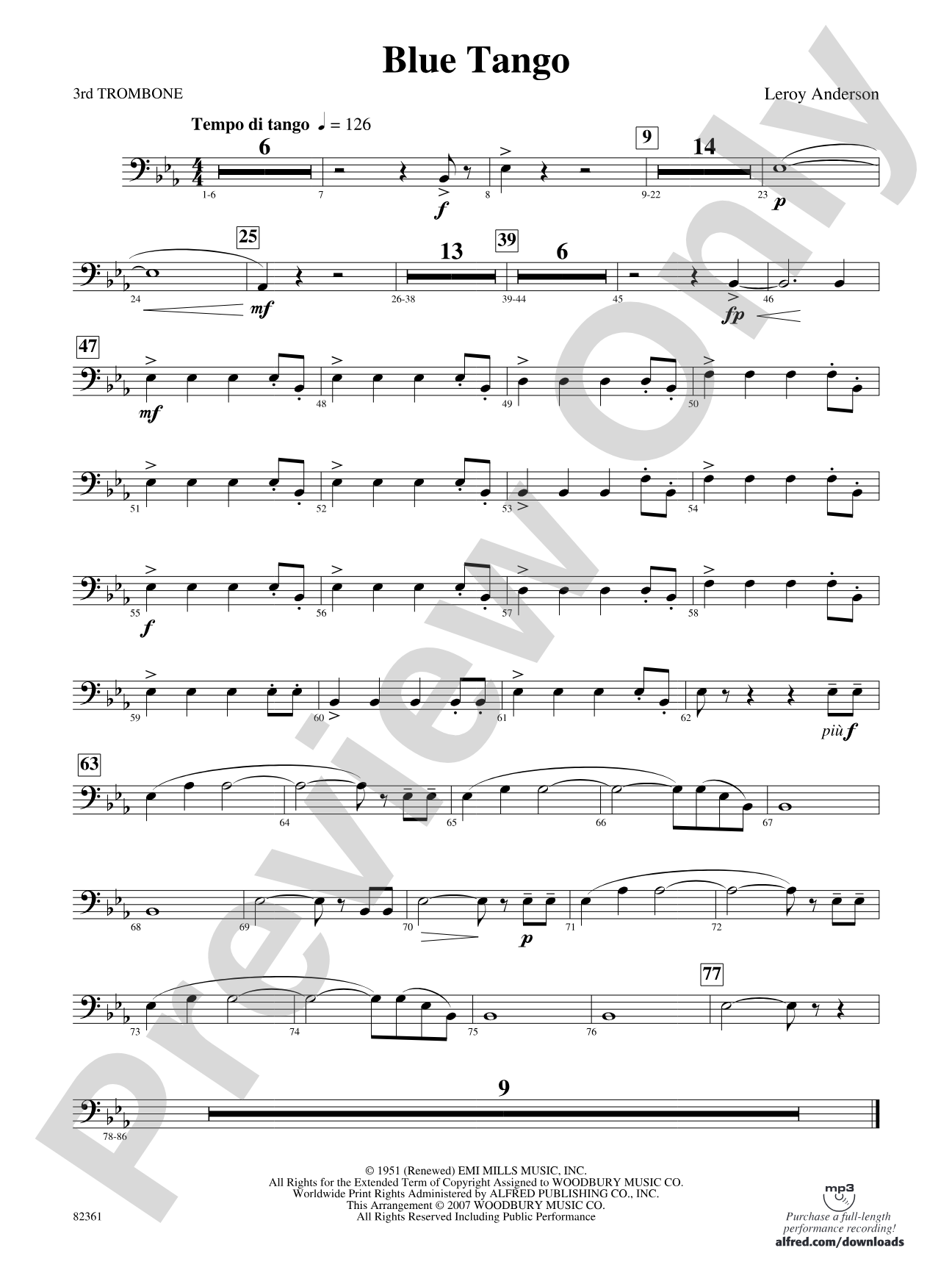 Blue Tango: 3rd Trombone