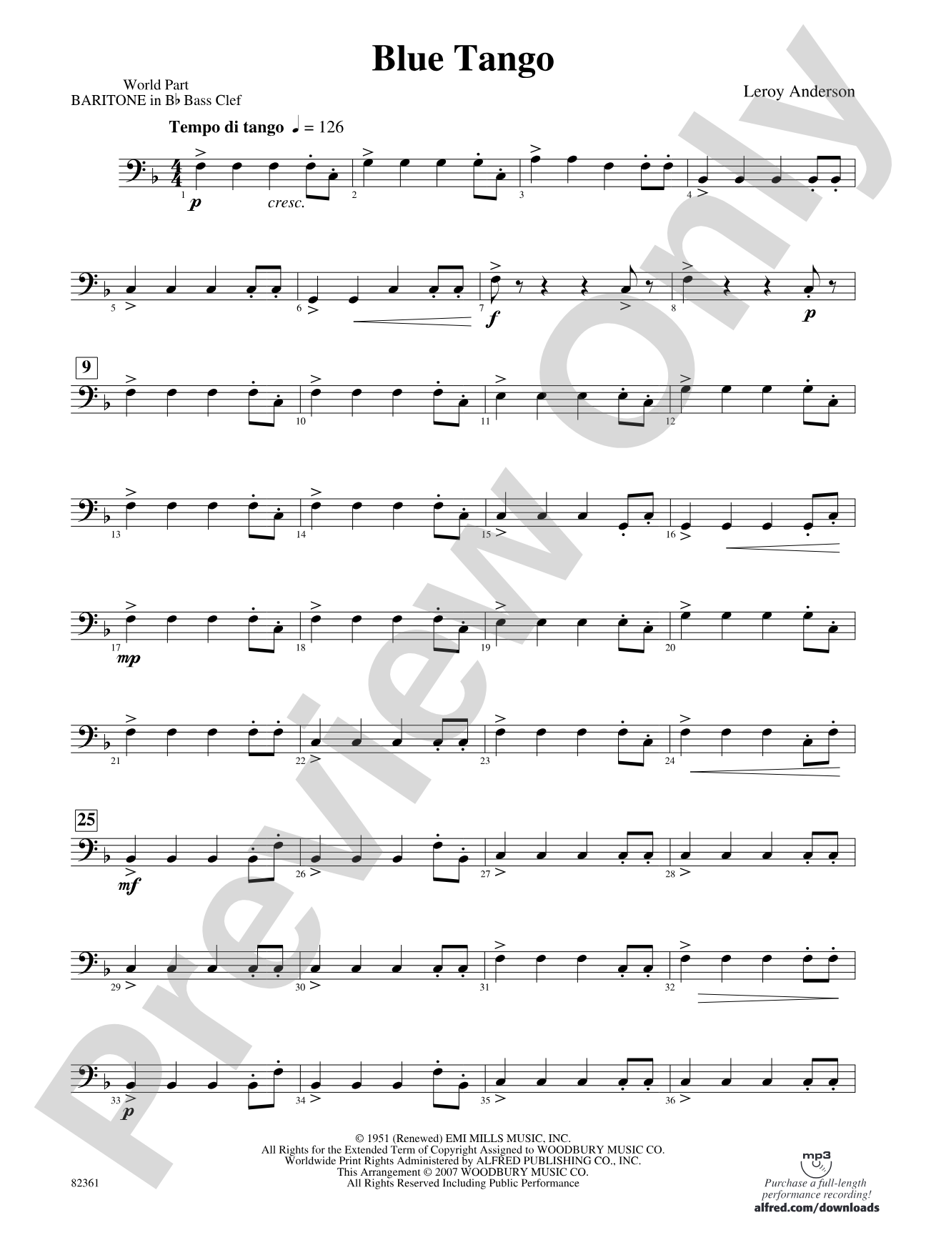 Blue Tango: (wp) B-flat Baritone B.C.