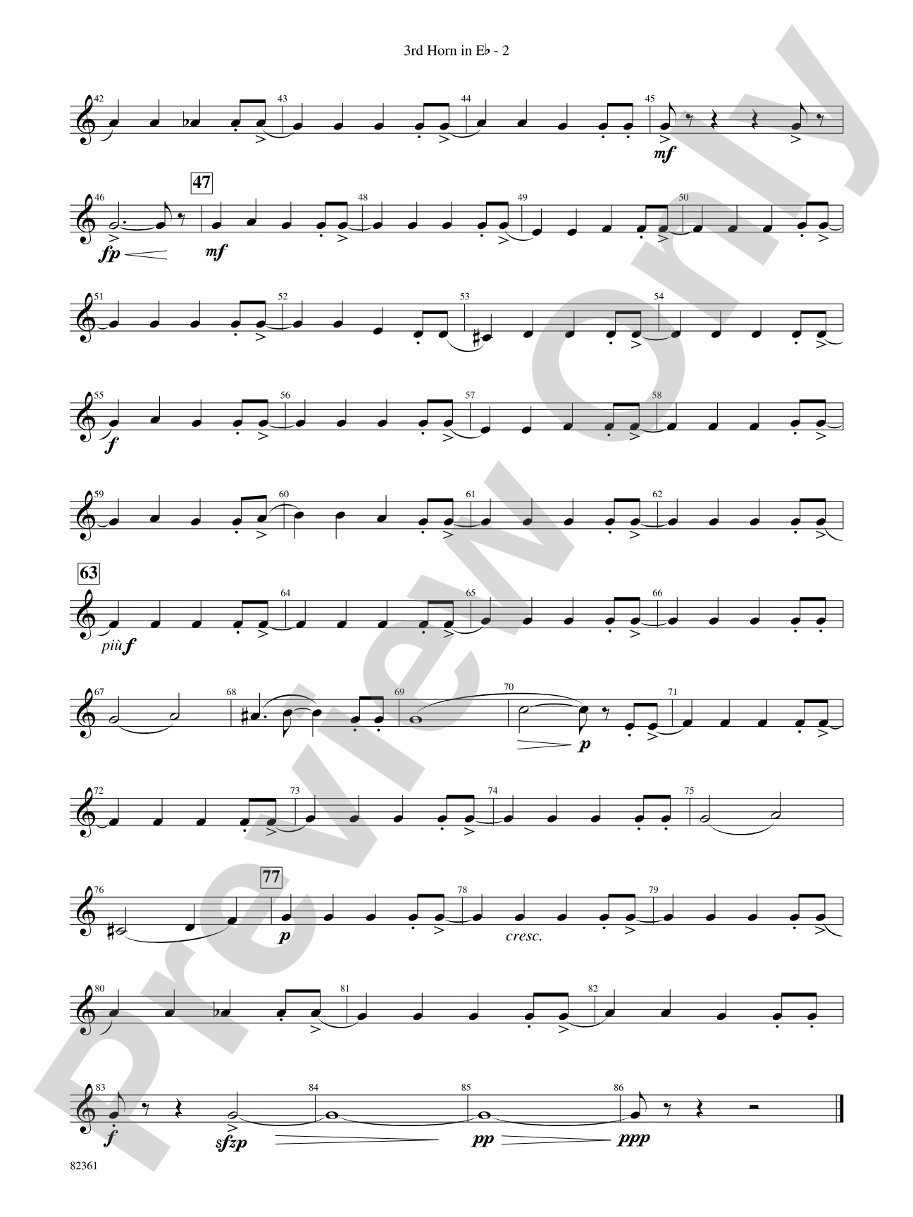 Blue Tango: (wp) 3rd Horn in E-flat