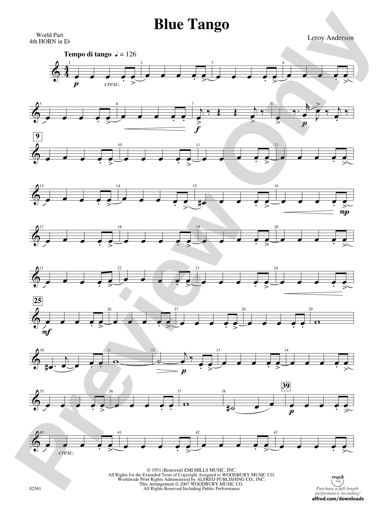 Blue Tango: (wp) 4th Horn in E-flat