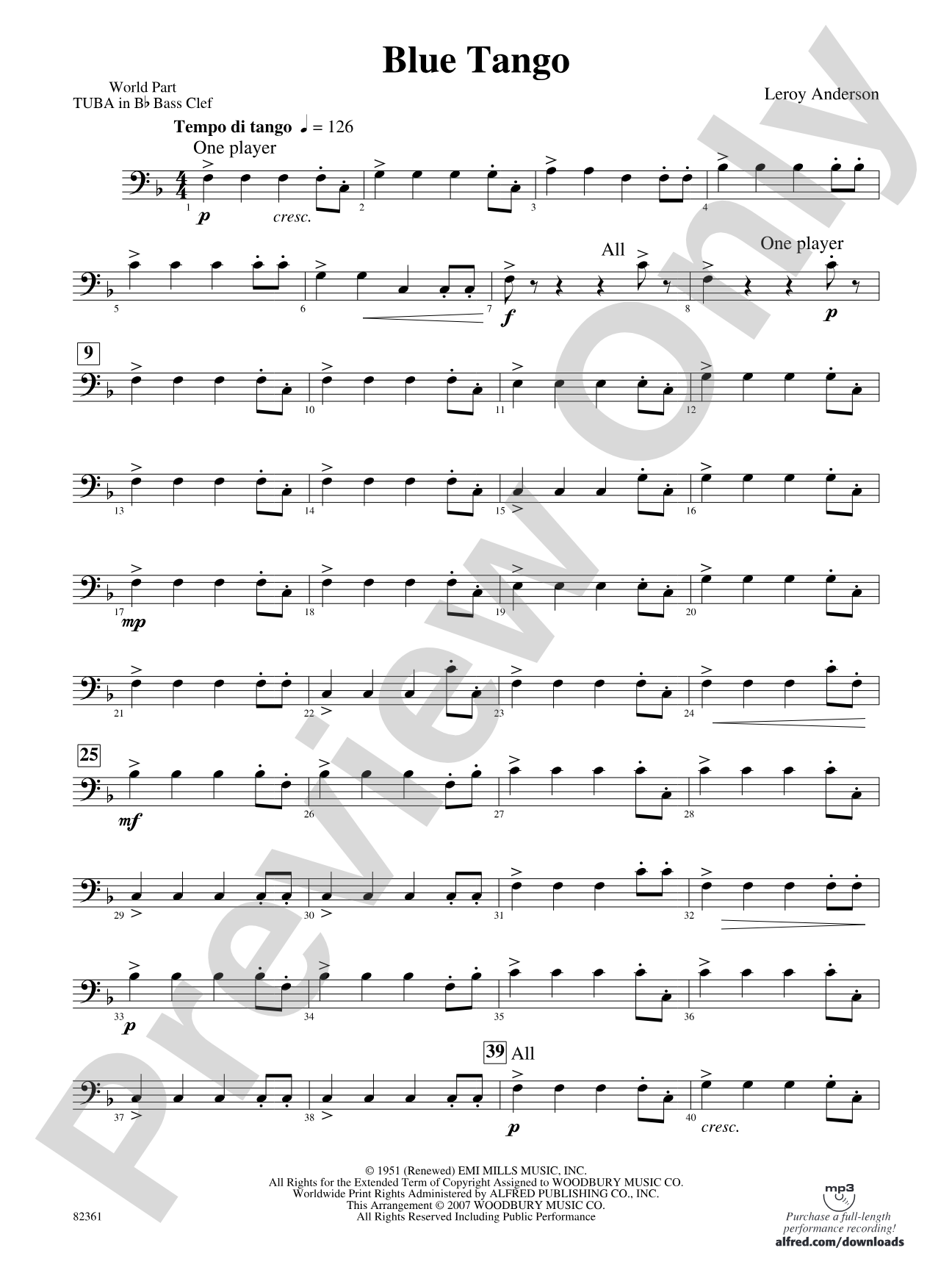 Blue Tango: (wp) B-flat Tuba B.C.