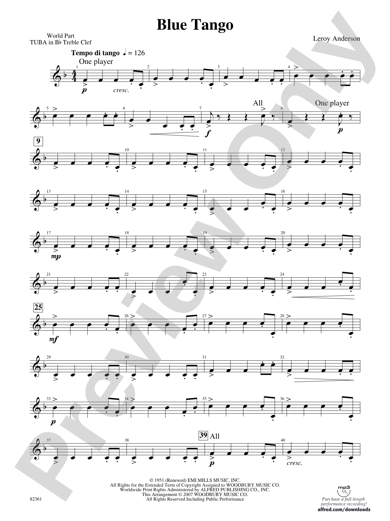 Blue Tango: (wp) B-flat Tuba T.C.